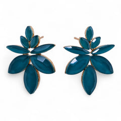 Flowers Glass Earrings - Teal Green