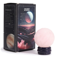 Rose Quartz Planet on Goldstone Stand - Venus