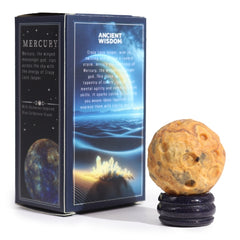 Lace Jasper Planet on Goldstone Stand - Mercury