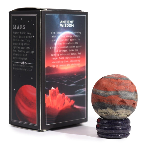 Red Jasper Planet on Goldstone Stand - Mars
