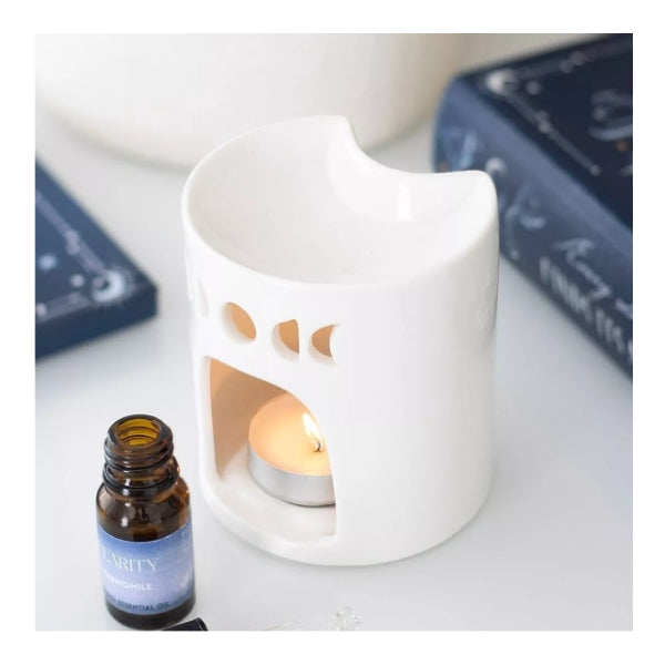 Crescent Moon Oil Burner - White